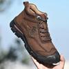 Men's Hiking Boots High Top Leather Plush Outdoor Cotton Shoes Large Size 39-46