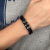 Мужские черные двойные кожаные браслеты из нержавеющей стали с застежкой, браслеты, модные браслеты, подарок