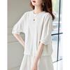 Spring Simple Button Adjustment Waist-hugging Women's T-shirt Summer Round Neck Five-minute Sleeve T-shirt for Women
