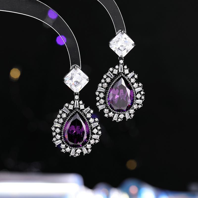 Серьги в стиле ретро с преувеличенными каплями воды и микро-инкрустацией циркония, супер-вспышка кристалла, платье, банкетные аксессуары для женщин