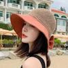 Woman Summer Hats with Sun Visor Straw Hat Hollow Fashion Bow Design Sun Hat Travel Mesh Bucket Hat