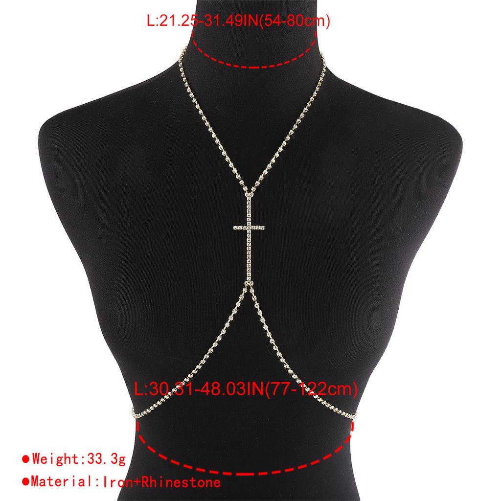 Sexy Halter Neck Body Chain For Women Fashionable Diamond Claw Chain Cross Chest Chain Nightclub Street Shooting Accessories