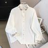 Elegant Retro Spring Embroidered Women's Stand-Up Collar Long-Sleeve Shirt