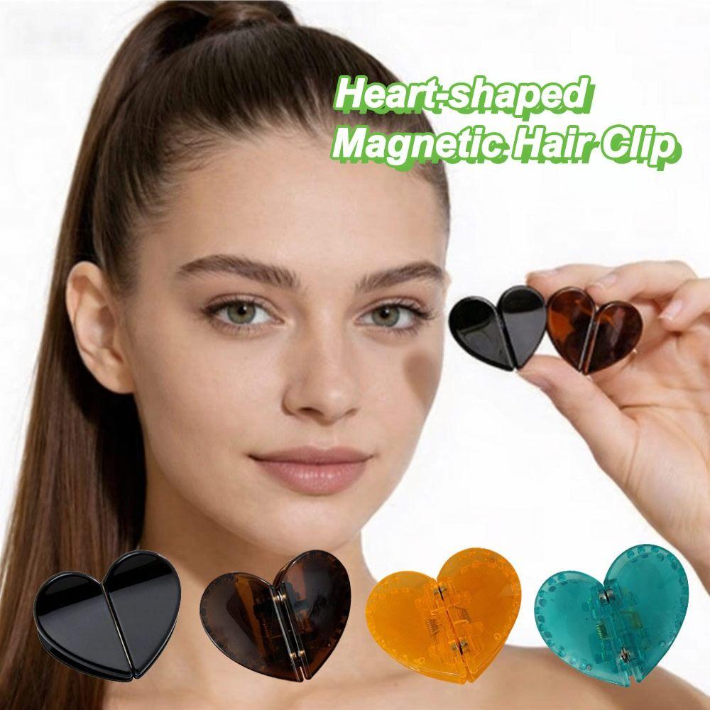 Heart-shaped Flat Magnetic Hairs Clip Non-Slip Styling Clips Women Hair Styling Tool