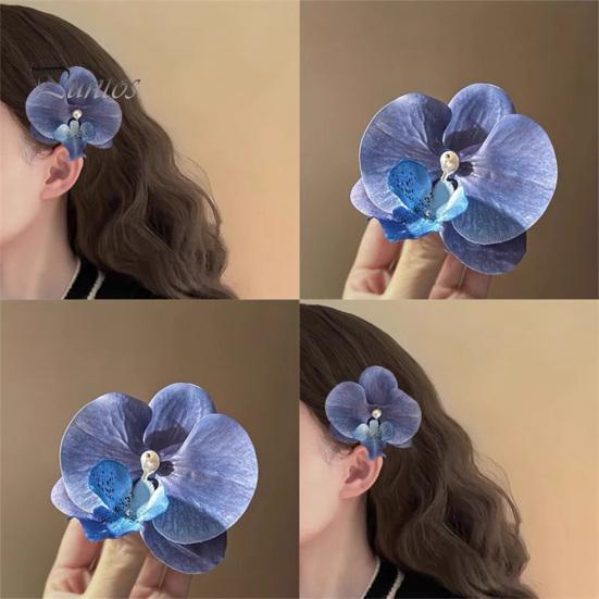 Искусственная заколка для волос в виде орхидеи-мотылька, богемный гавайский искусственный жемчуг, имитация цветка, зажим для волос в виде утконоса, заколка для волос, женские аксессуары для волос, головной убор