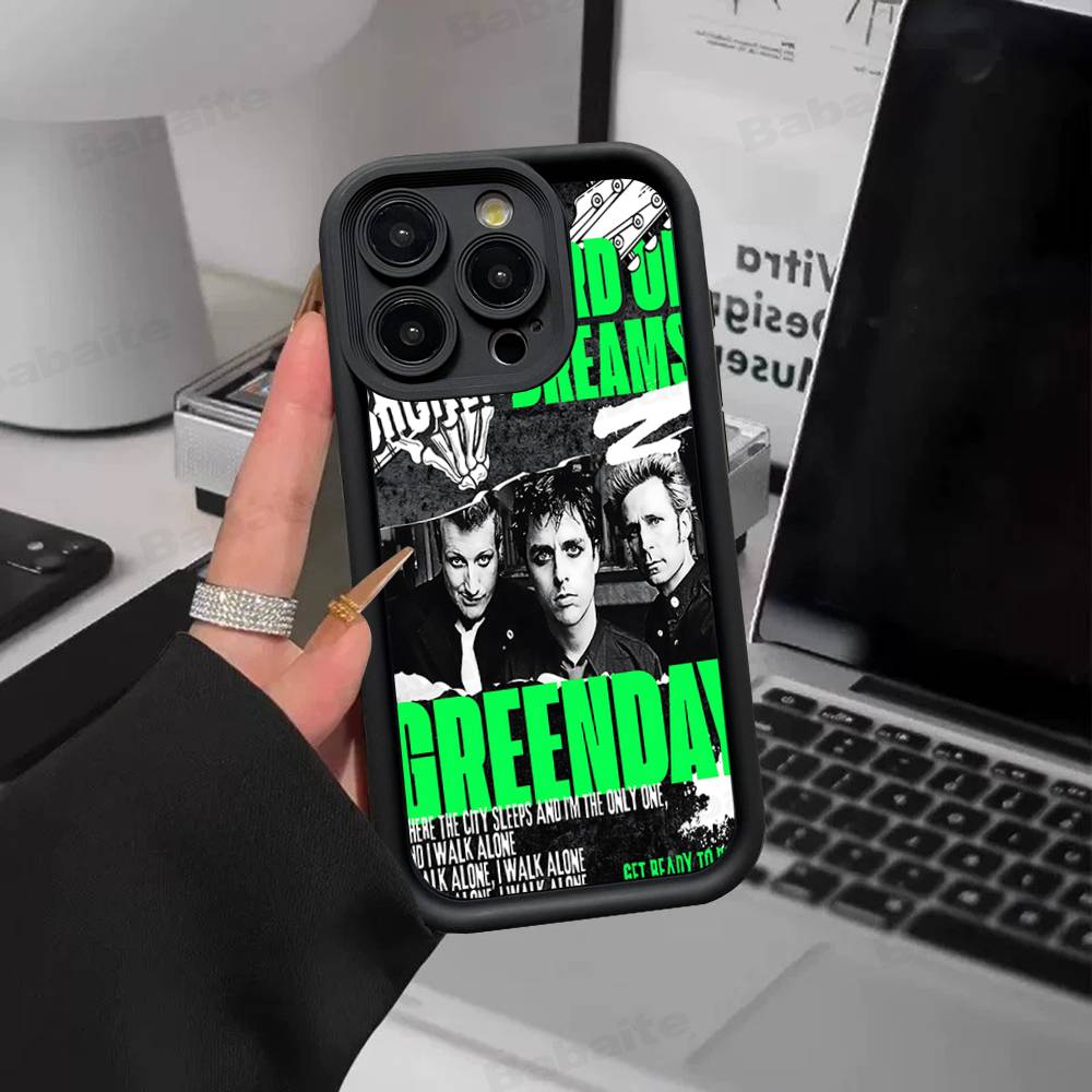 Rock Band G-Green Day Silicone Soft Phone Case For IPhone 17 16 15 14 Plus 13 12 Mini 11 Black Cover