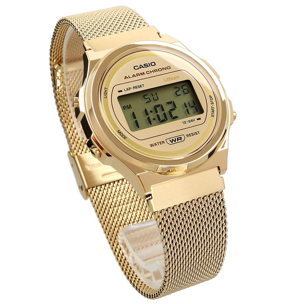 Casio Casio Casio Standard Vintage Watch Unisex Classic Quartz Digital Mesh Gold A171WEMG-9A [Item]