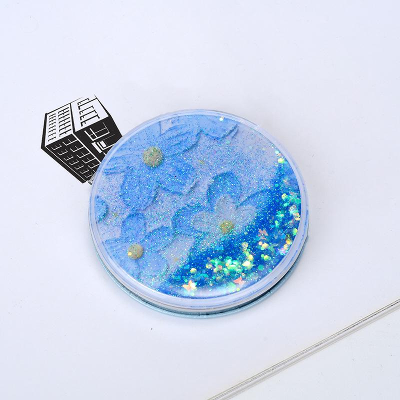 Портативное двухстороннее складное косметическое зеркало с перетекающим сверкающим песком, женские подарки, мини-зеркало для макияжа, компактные карманные зеркала