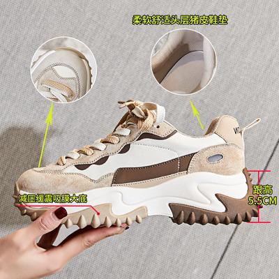 Туфли женские 2025 весна новые на толстой подошве из первого слоя свиной кожи кроссовки женские для отдыха и путешествий кожаные женские туфли