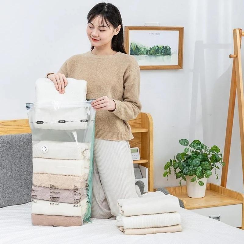 Вакуумные пакеты без насоса Большие пластиковые пакеты для хранения одежды, одеял Пустые компрессионные чехлы для сумок Дорожные аксессуары