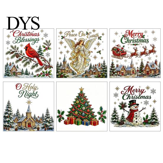 Home Decor Wall Stickers Christmas Window Clings, Removable PVC Decals, Snowy Festive Surface Adhesives Glass for Holiday Party And Store Decorations