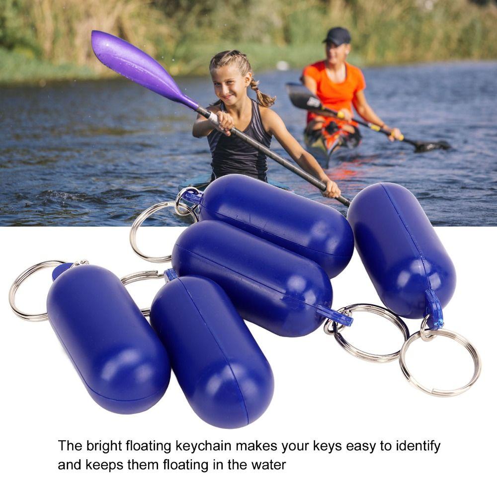 5 Pcs Capsule-Shaped Floating Keychain ABS Float Key Ring Floating Key Ring Boating Accessories