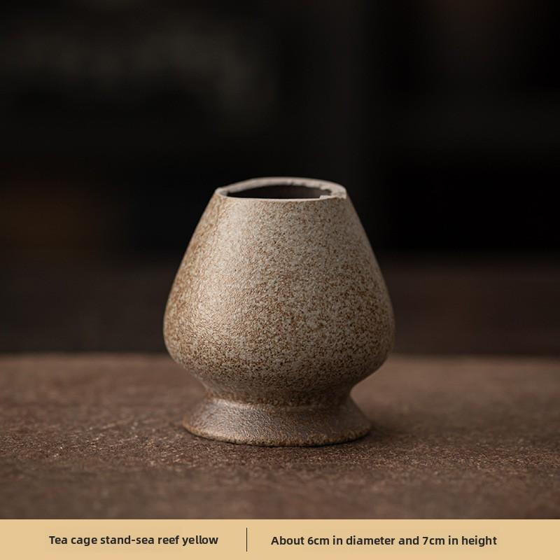 Набор бамбукового венчика для матча - Инструменты для дзен-чайной церемонии с венчиком и чашей из грубой глины, Традиционный подарок для любителей чая