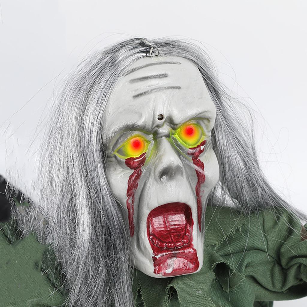 Halloween Animatronic Crawling Ghost Prop Sound Sensor Electric LED Red Eyes Scary Haunted House Decoration