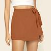Women's Fashion Linen Lace-up  Color Culottes Zipper Shorts Summer Shorts