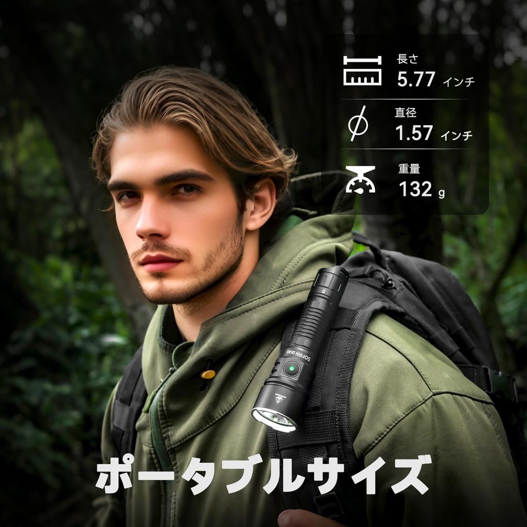 sofirn SK40 Powerful High 3200 Max Beam Distance Dual Pocket IP68 for Disaster Outdoor Power and Emergencies Flashlight, Brightness, Lumens, 580M,