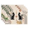 4pc Modern Black Cat Geometric Placemats Linen For Contemporary Dining Room Stylish Design