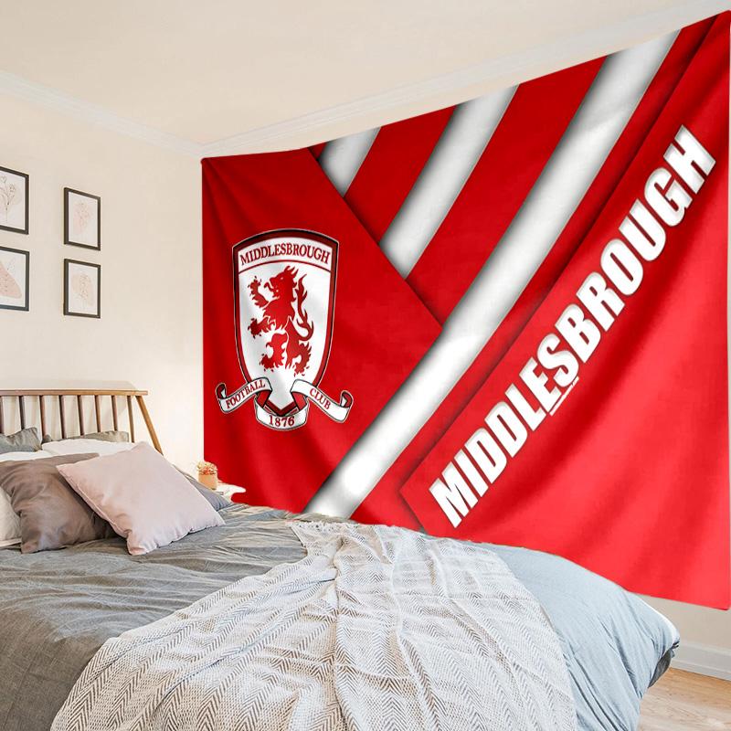 Middlesbrough Football Club Crest Tapestry, Unique Design Tapestry, Wall Decor for Bedroom,Livingroom, Playroom,Heartwarming Fan Holiday Gifts