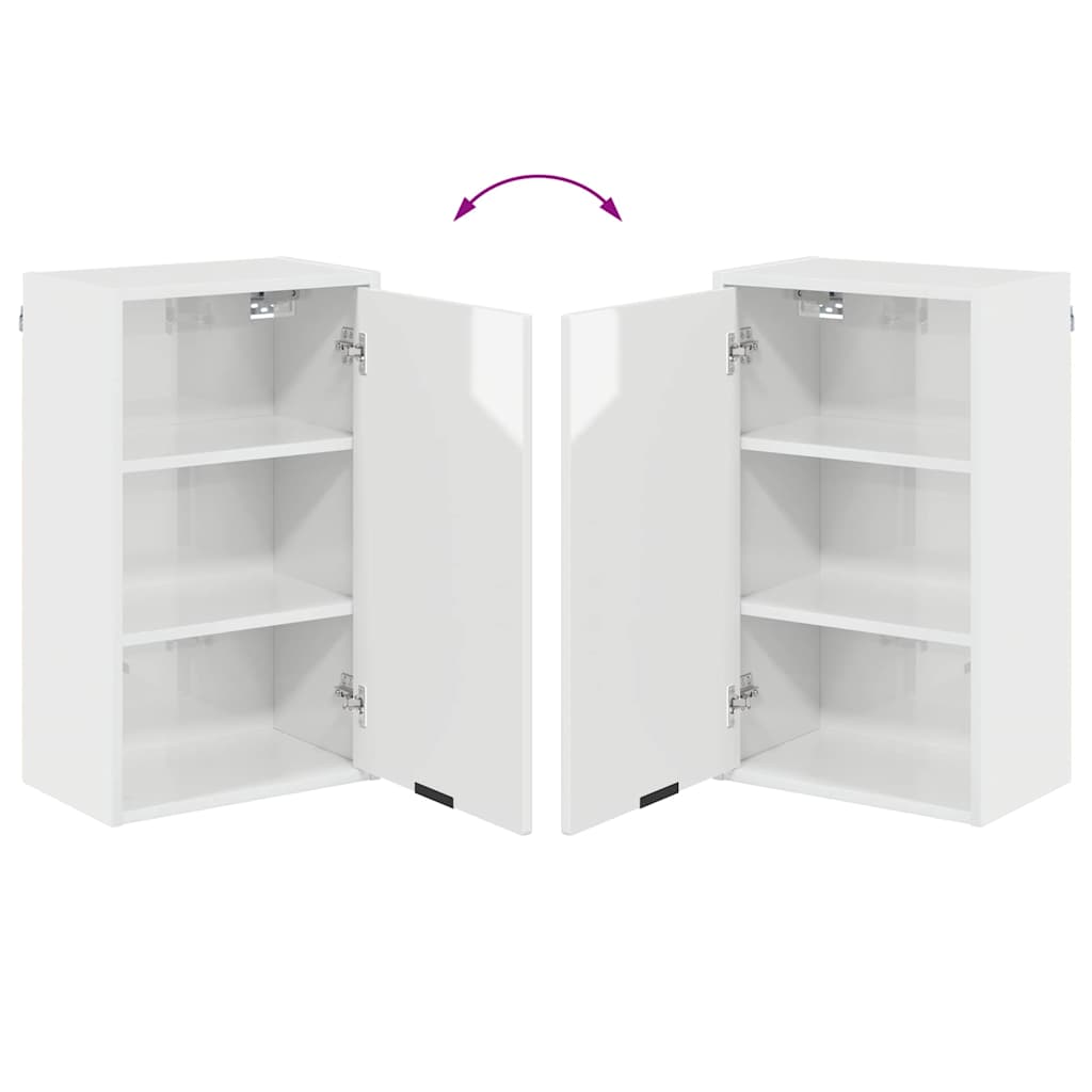 Bathroom Wall Mounted Cabinet High Gloss White 39 x 23.5 x 65 cm