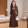 2025 Elegant Waist-Slimming Long-Sleeve Dress with Scarf