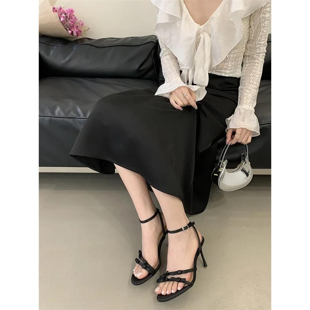 Eilyken Fashion Buckle Strap Thin High Heels Dress Stripper Ladies Summer Shoes Open Toe Narrow Band Women Sandals Size: 40