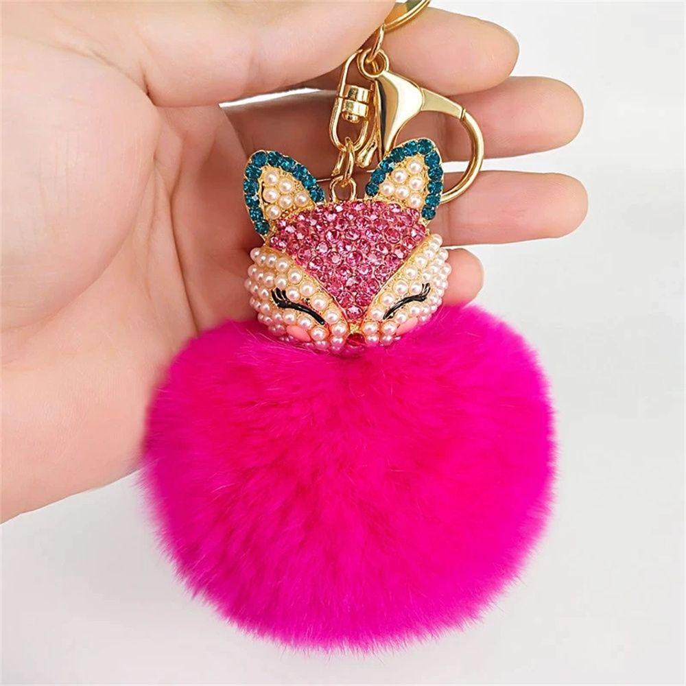 Bag Pendants Women Gifts Pearl Pendant Key Ring Car Key Chain Fur Keychain Fur Ball Keychain