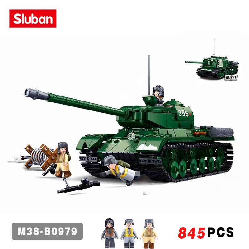Sluban Военный тяжелый танк ИС-2 конструктор WW2 армейский солдат детский игрушечный строительные блоки 845 шт.
