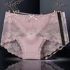 Women Underpants Hollow Out Super Breathable Soft Solid Color Mid Waist Anti-septic Elastic Flower Embroidery Lace