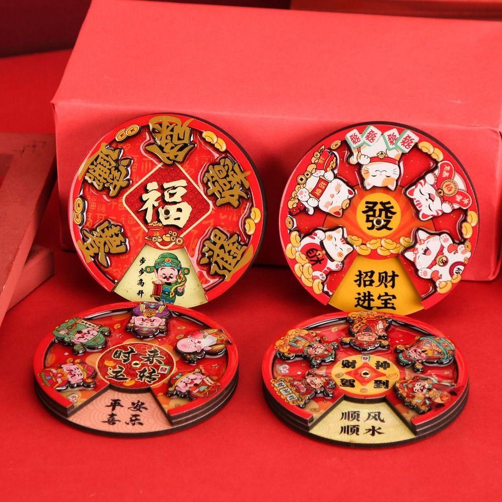 Traditional Wealth God Fridge Magnets Woodwork Refrigerator Magnets Home Living Room Decor