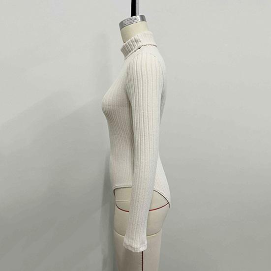 Женский боди с длинным рукавом и высоким воротом, осенний, облегающий, трикотажный в рубчик, свитер, топы, сексуальный облегающий эластичный базовый боди