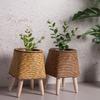 Цветочная стойка из лозы, треугольная опора, цветочный горшок, настольный креативный контейнер для хранения суккулентов, стойка для растений, плетеный горшок из травы YLE6