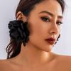 Fabric Big Flower Ear Stud Luxury Design Floral Eardrop Gifts Exaggerated Earrings  Women Girls