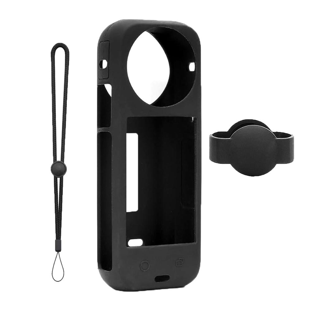 Силиконовый защитный чехол для Insta 360 X4 с крышкой объектива, тросик для подвешивания, мягкий защитный чехол для корпуса Insta360 X4, аксессуары