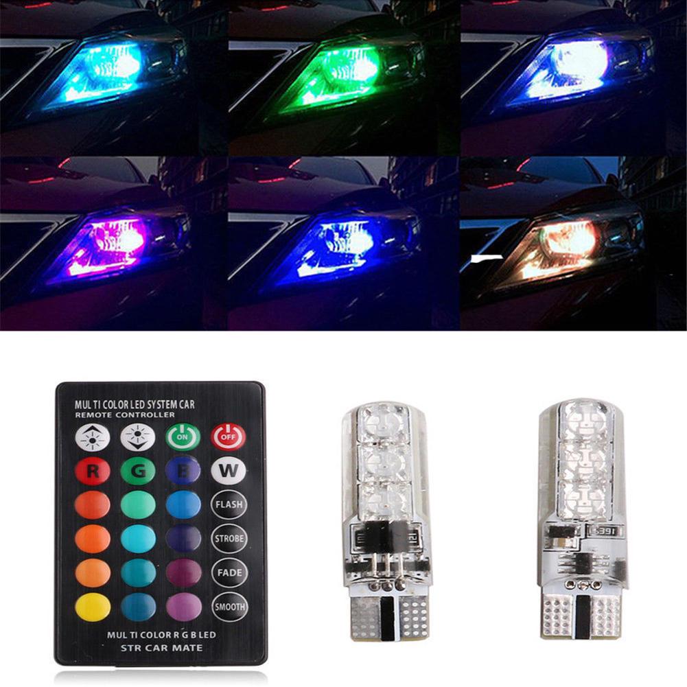 3 шт. T10 Автомобильная клиновидная боковая лампа-6SMD 5050 RGB 7 цветов светодиодная стробоскопическая вспышка с дистанционным управлением постоянного тока