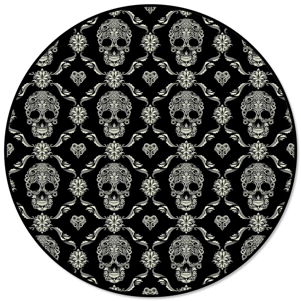 Черный Ведьма Череп Луна Гадание Печати Круглый Ковер Гостиная Спальня Нескользящий Напольный Коврик Современный Домашний Декор Круглый Ковер
