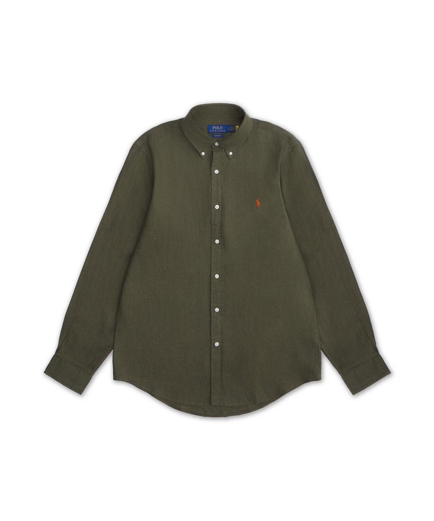 POLO RALPH LAUREN Custom Fit Linen Shirt - Dark Green
