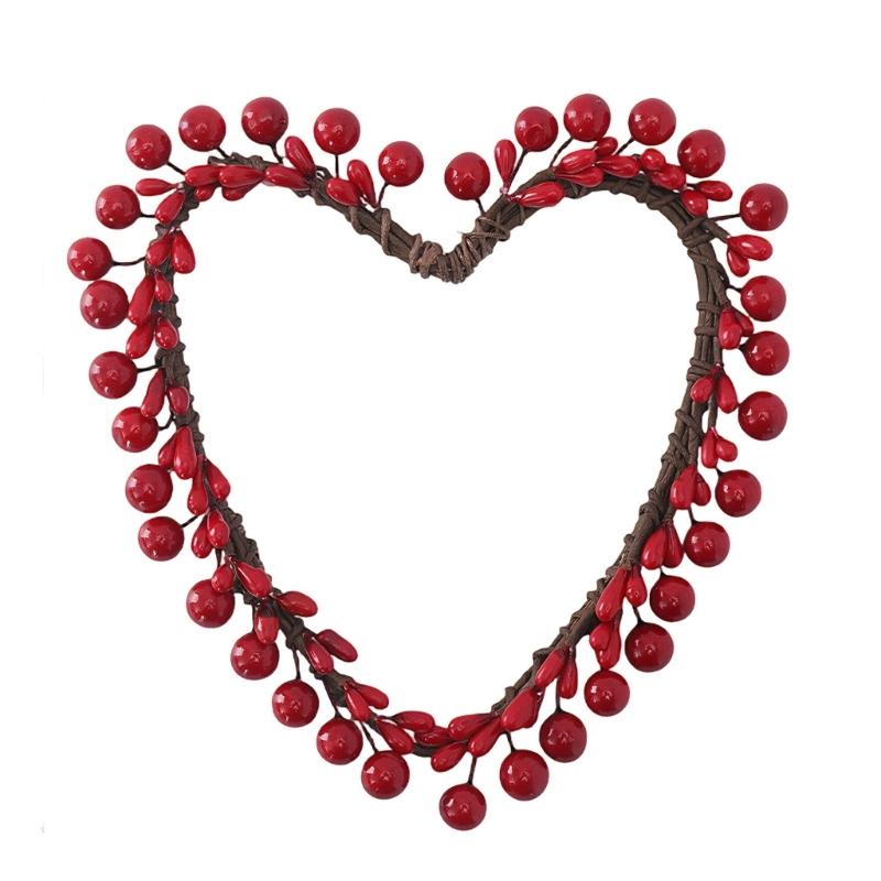 Valentine Candle Rings Wreaths Heart Berries Candle Holders Mini Wreaths for Party Wedding Window Table Centerpieces