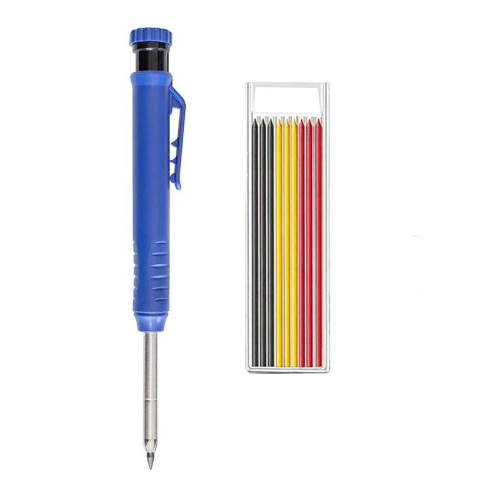 10 шт. Механический плотницкий карандаш прочной конструкции с 9 стержнями, длинным грифелем, маркером для глубоких отверстий, встроенной точилкой