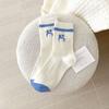 Blue Rabbit Flocking Socks Medium Tube Socks Winter Thickened Warm Stacking Socks Sweet And Cute Cartoon Lace Socks