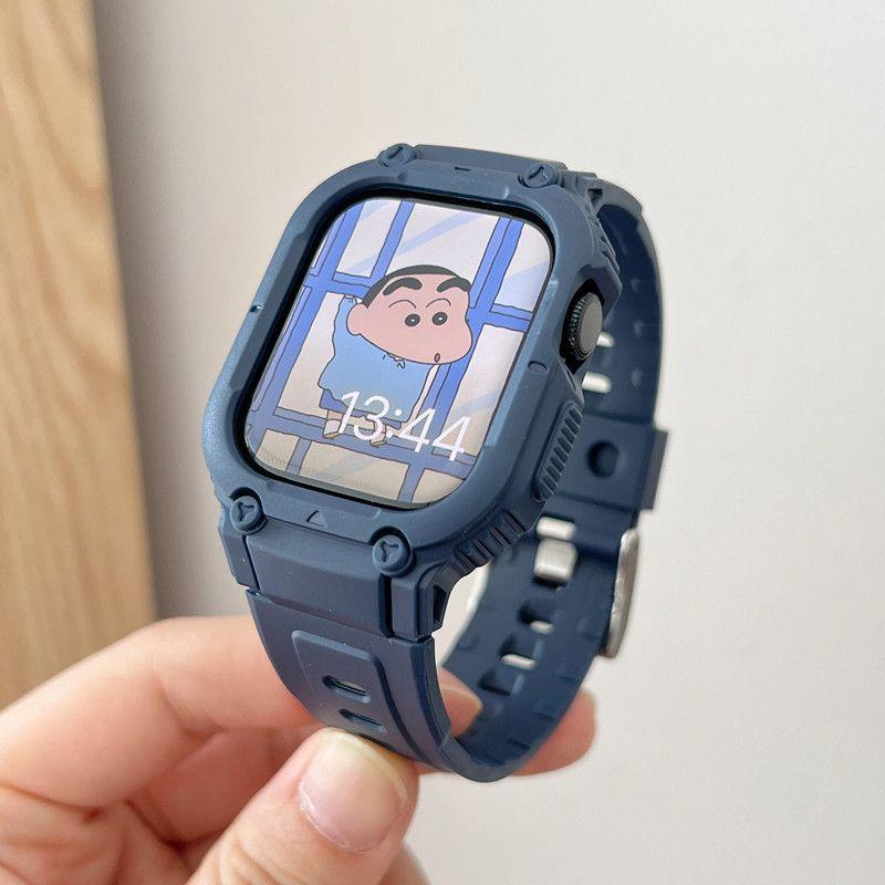 Ремешок для чехла для Apple Watch Ultra 49 мм, 45 мм, 44 мм, 41 мм, 40 мм, силиконовый ремешок для Iwatch Series 8 7 6 Se 5 4, защитный чехол-браслет
