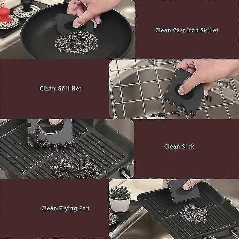 Cast Iron Chainmail Scrubber + Pan Scraper, Stainless Steel Skillet Cleaner, Scraper Tool for Cast