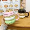 Hamburger Cup with Lid and Spoon High Looking Couple Water Cup for Girls Mug Large Capacity Coffee Breakfast Cup for Men