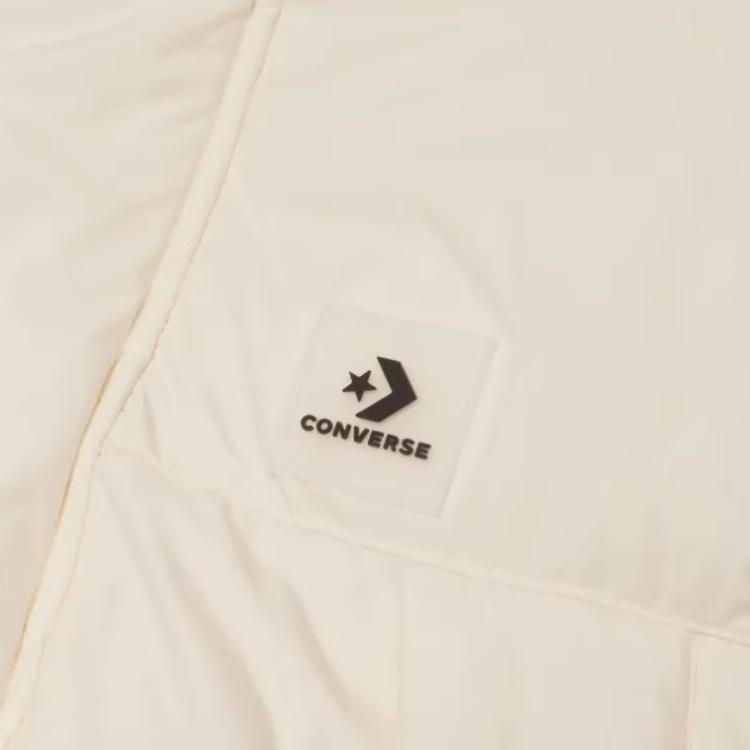 Converse Пуховики Унисекс Цвет Слоновой Кости С Капюшоном Умеренный Пуховик 10025253-A01