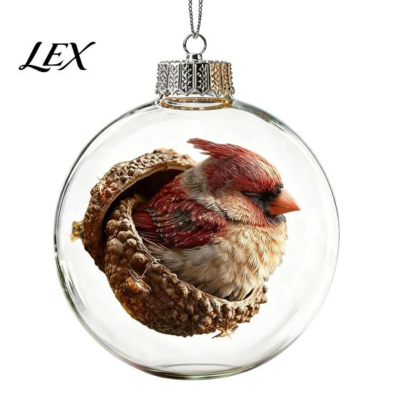 LED Winter Scene Decor Glowing Christmas Story Ornament, Mini Holiday in Ball with Warm Seasonal Home Gifts Light, 3D Clear Acrylic Hanging Decoration