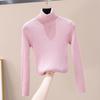 Women Knitted Base Top High Neck Long Sleeve Slim Shirt Solid Color Pullover Thin Sweater