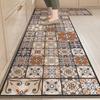 Kitchen Vinyl Carpet Pvc Non-slip Floor Mat Leather Waterproof Foot Mats American Retro Home Decoration Rug Alfombra De Cocina