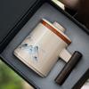 Ru kiln teacup office cup high-end personal special ceramic mug with lid filter tea separation drinking cup