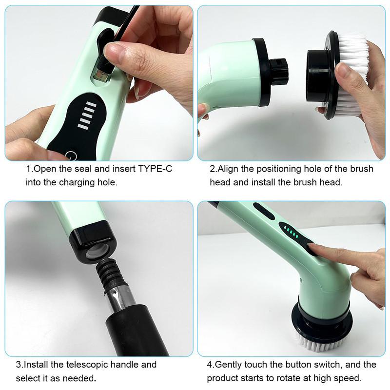 25W Multifunctional Wireless Electric Cleaning Brush Household Kitchen Bathroom Rotary Scrubber Portable Handheld Cleaning Gadgets