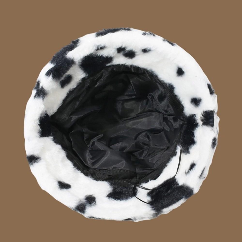 Faux Fur Cow Horn Bucket Hat Fluffy Winter Plush Hat Retro Plush Fisherman Hat Outdoor
