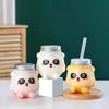 Бутылка для воды Kawaii Bear Milk объемом 500 мл, чай, кофе, сок, портативная чашка для воды, прозрачная одноразовая бутылка для сока
